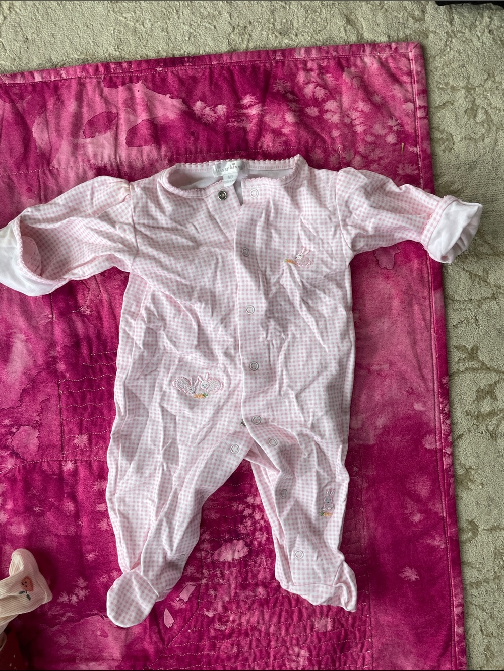 Kissy Kissy Light Pink Gingham Footed One-Piece